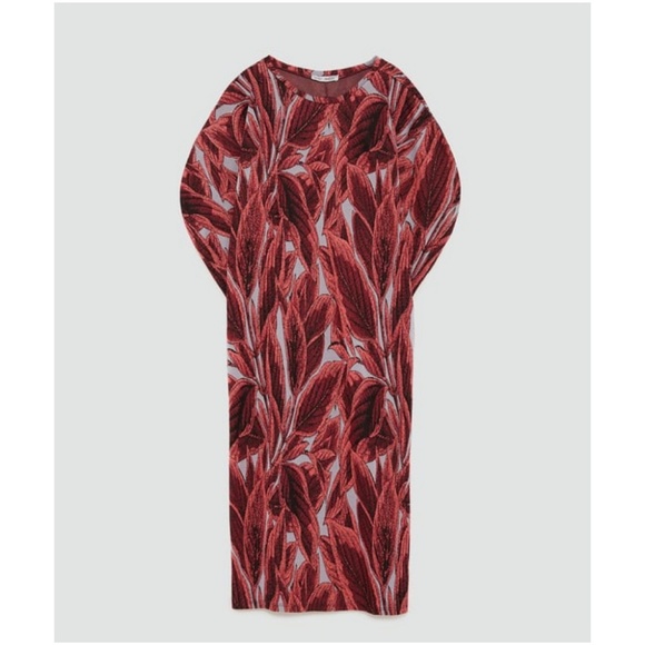 [LAST] NWT Zara S Puff Sleeve Jacquard Dress - Picture 5 of 7